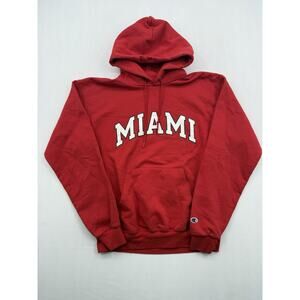 Champion Miami University Hoodie Relaxed Sweatshirt Red Mens Medium